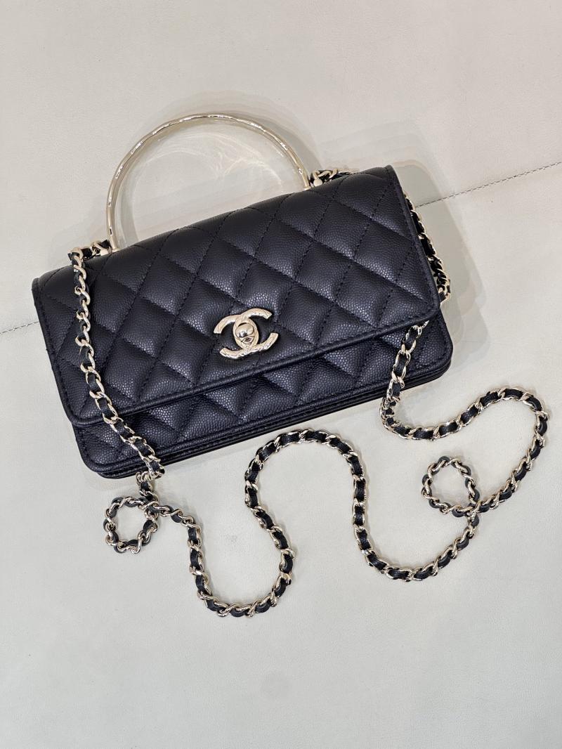 Chanel Mini Flap Bag with Top Handle Black AP4621