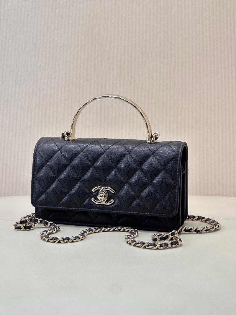 Chanel Mini Flap Bag with Top Handle Black AP4621