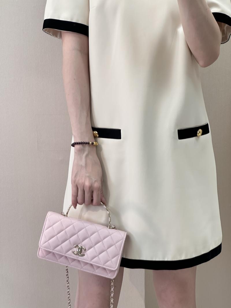 Chanel Mini Flap Bag with Top Handle Pink AP4621