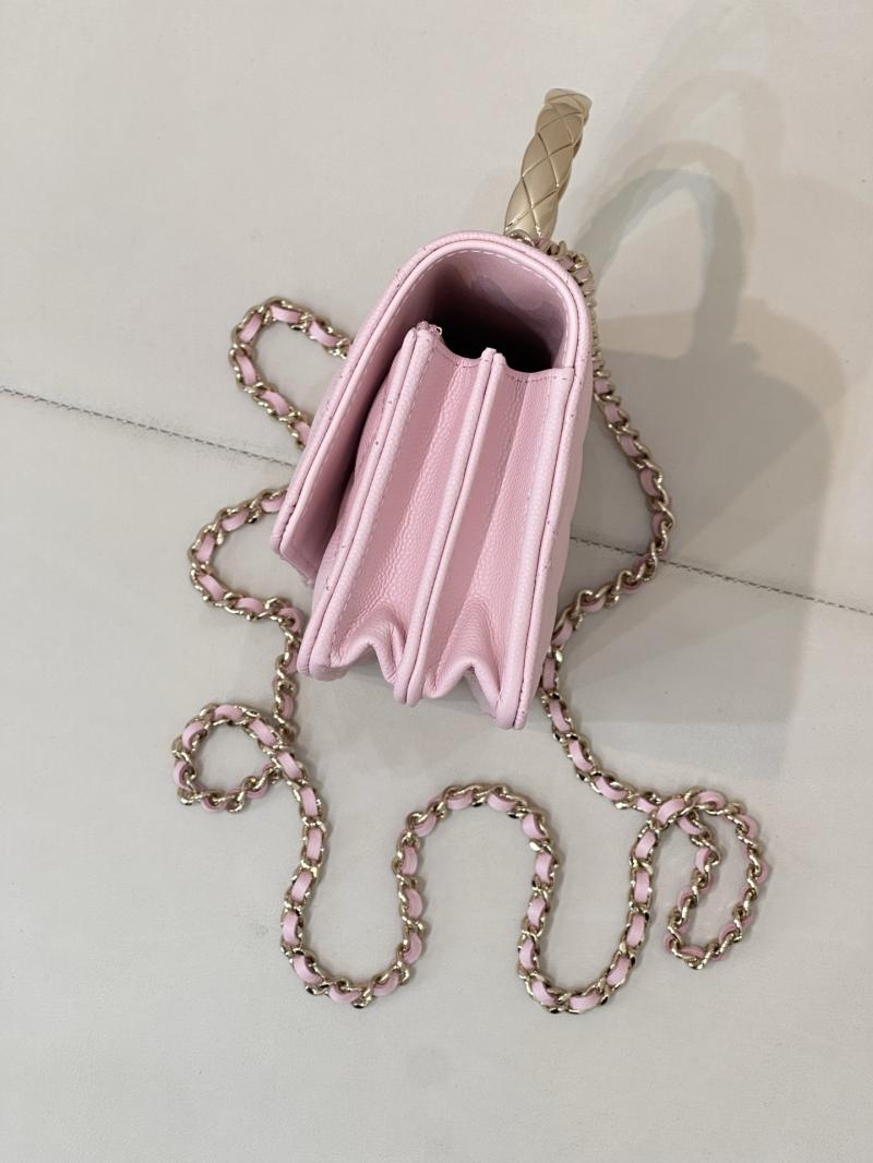Chanel Mini Flap Bag with Top Handle Pink AP4621