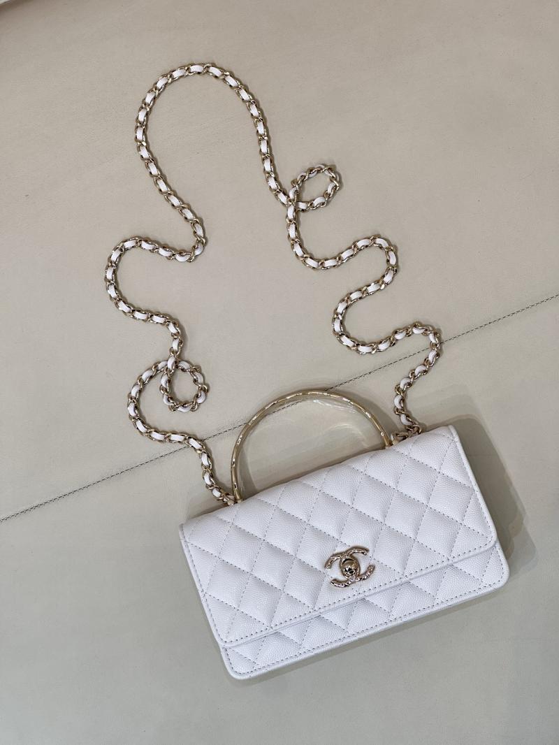 Chanel Mini Flap Bag with Top Handle White AP4621