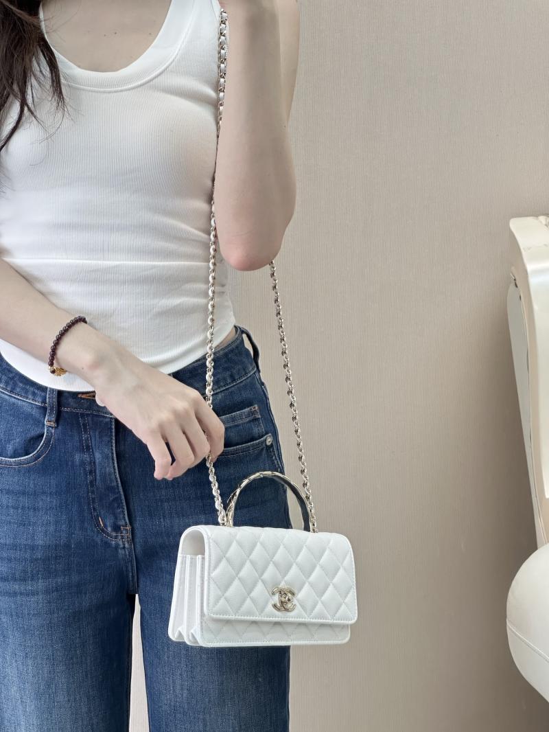 Chanel Mini Flap Bag with Top Handle White AP4621