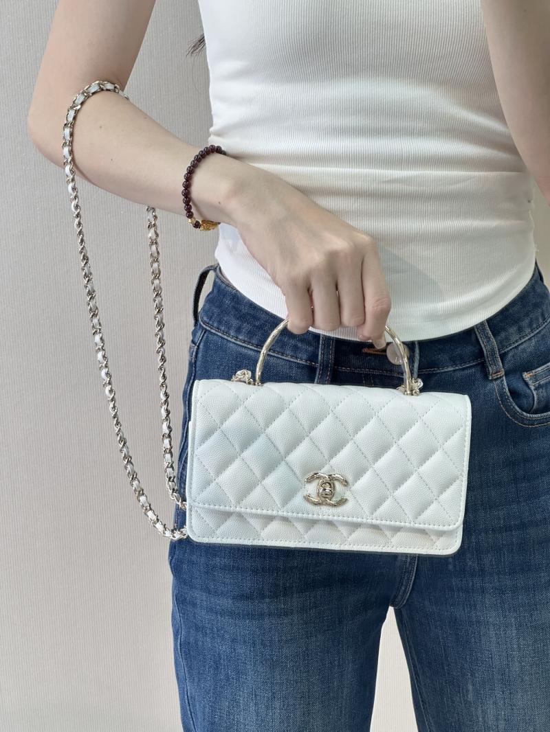 Chanel Mini Flap Bag with Top Handle White AP4621