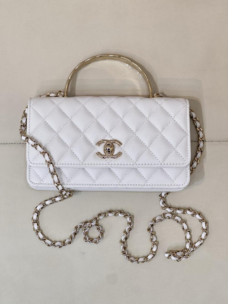 Chanel Mini Flap Bag with Top Handle White AP4621
