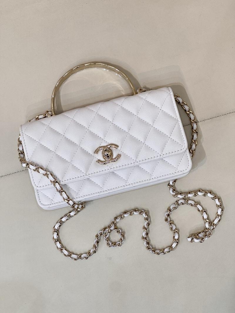 Chanel Mini Flap Bag with Top Handle White AP4621
