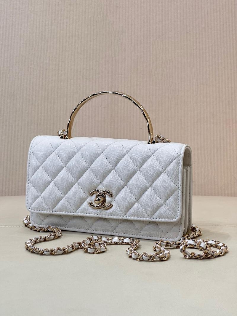 Chanel Mini Flap Bag with Top Handle White AP4621