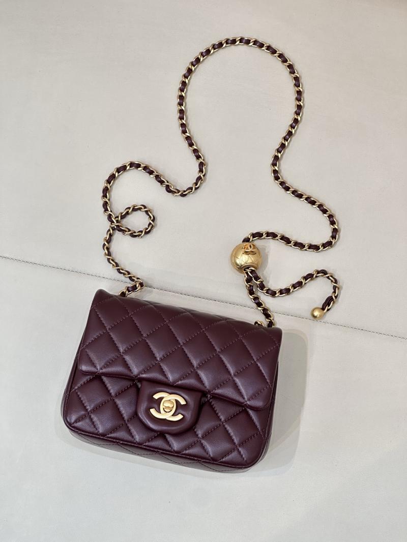 Chanel Mini Lambskin Flap Bag Burgundy AS1786