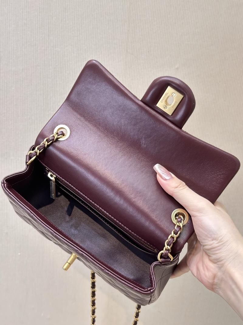 Chanel Mini Lambskin Flap Bag Burgundy AS1786
