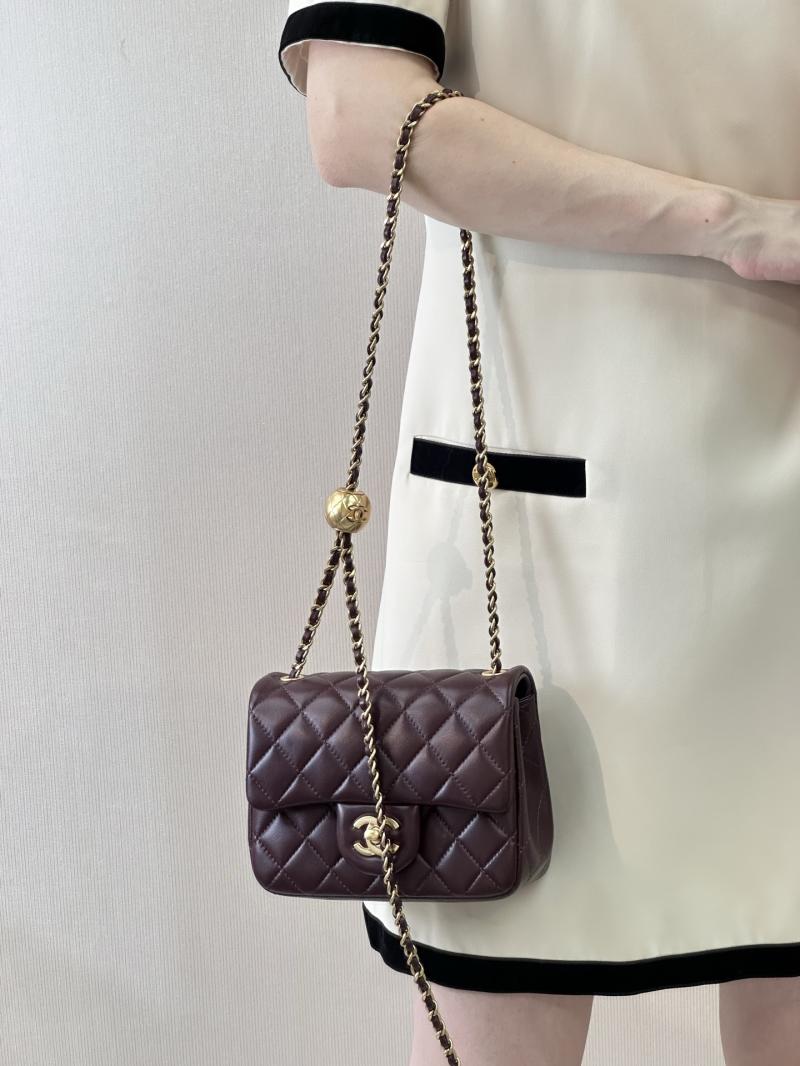Chanel Mini Lambskin Flap Bag Burgundy AS1786