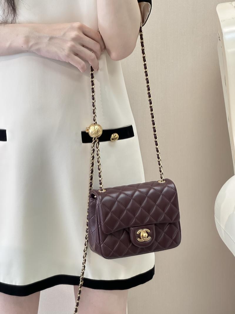 Chanel Mini Lambskin Flap Bag Burgundy AS1786