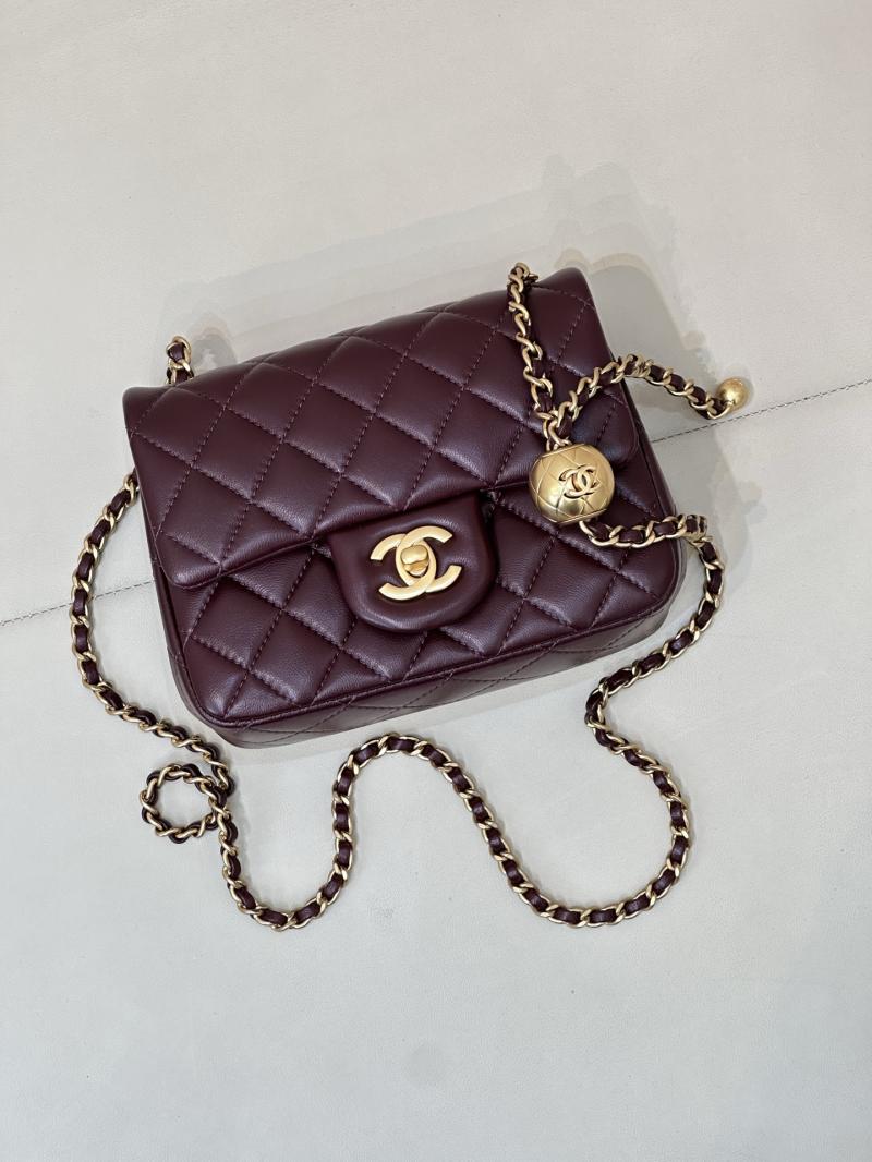 Chanel Mini Lambskin Flap Bag Burgundy AS1786