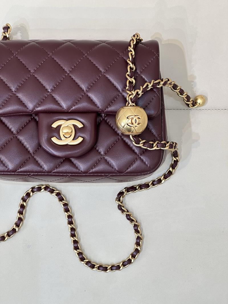Chanel Mini Lambskin Flap Bag Burgundy AS1786