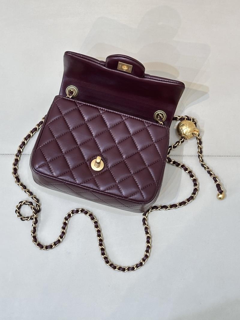Chanel Mini Lambskin Flap Bag Burgundy AS1786