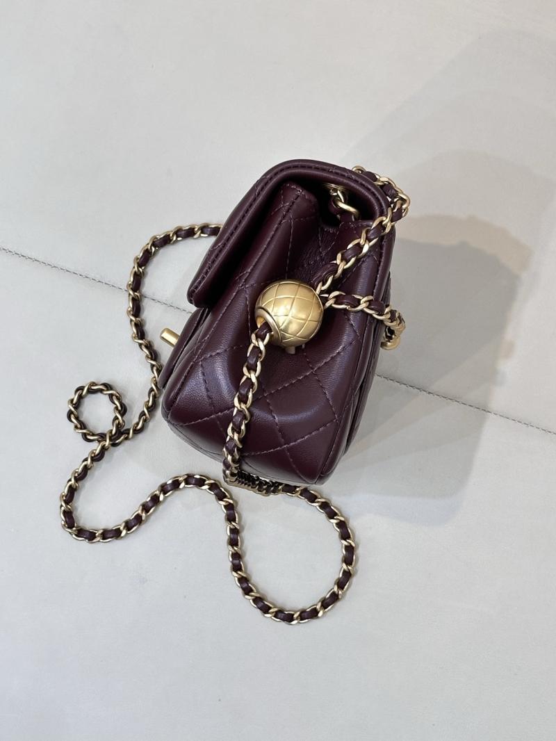 Chanel Mini Lambskin Flap Bag Burgundy AS1786