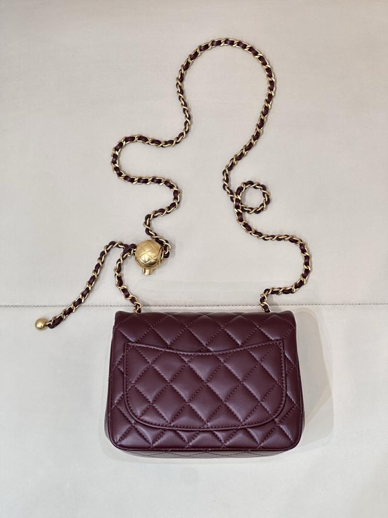 Chanel Mini Lambskin Flap Bag Burgundy AS1786
