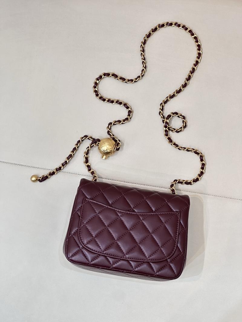 Chanel Mini Lambskin Flap Bag Burgundy AS1786