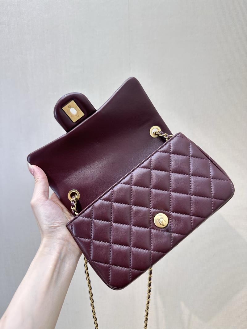 Chanel Mini Lambskin Flap Bag Burgundy AS1786