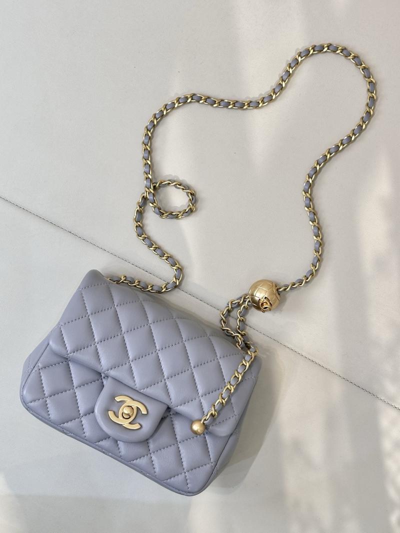 Chanel Mini Lambskin Flap Bag Grey AS1786