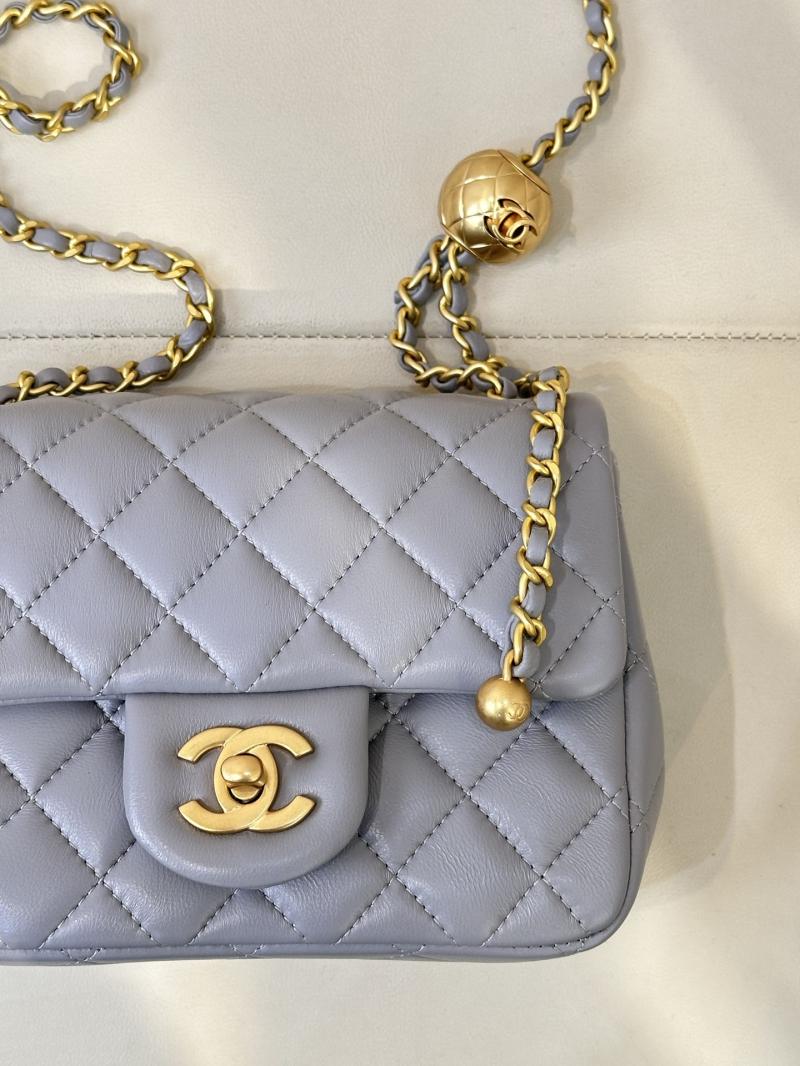 Chanel Mini Lambskin Flap Bag Grey AS1786