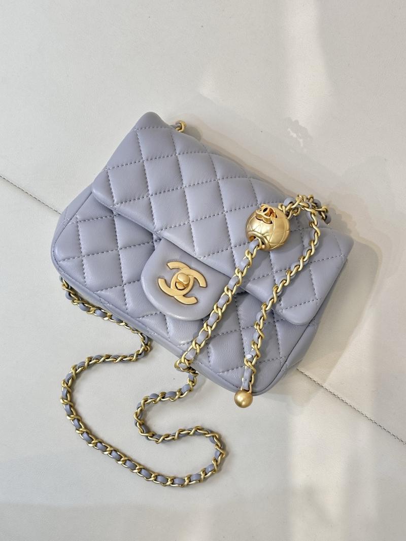 Chanel Mini Lambskin Flap Bag Grey AS1786
