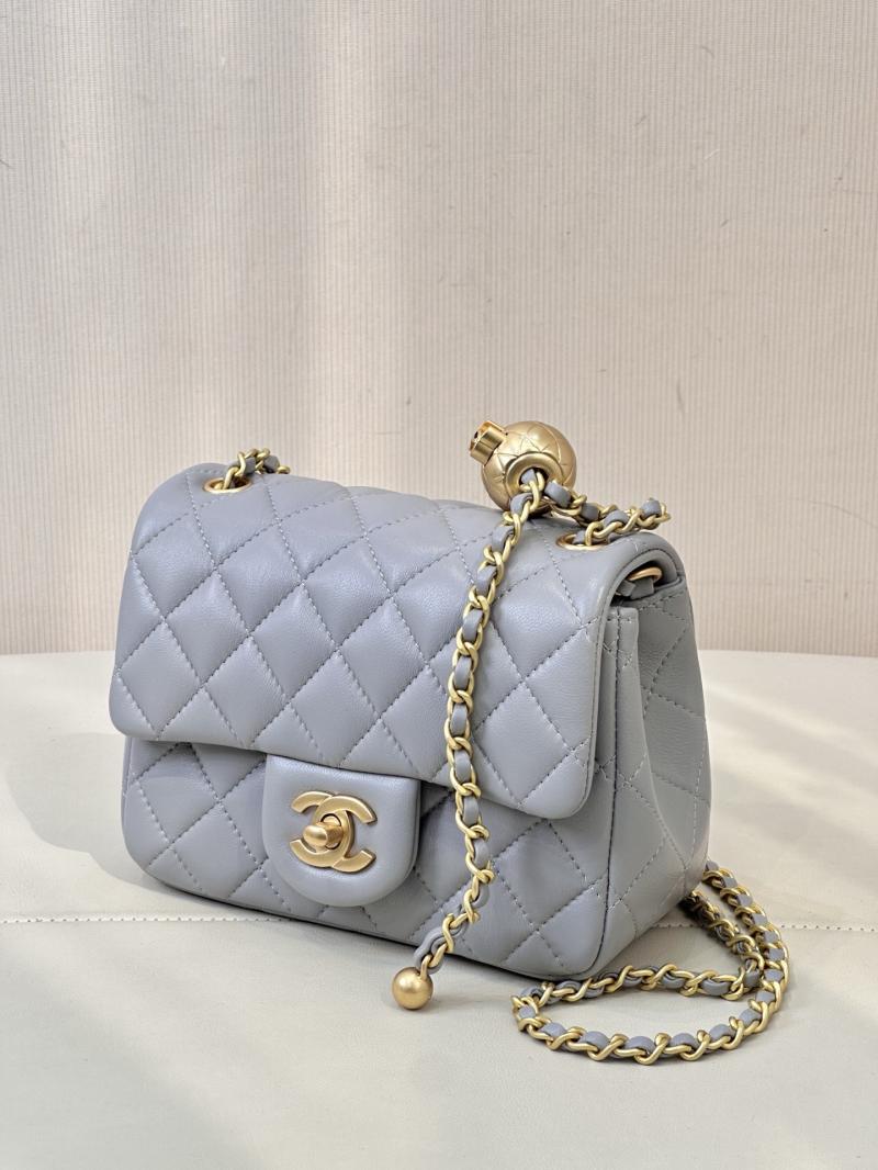 Chanel Mini Lambskin Flap Bag Grey AS1786