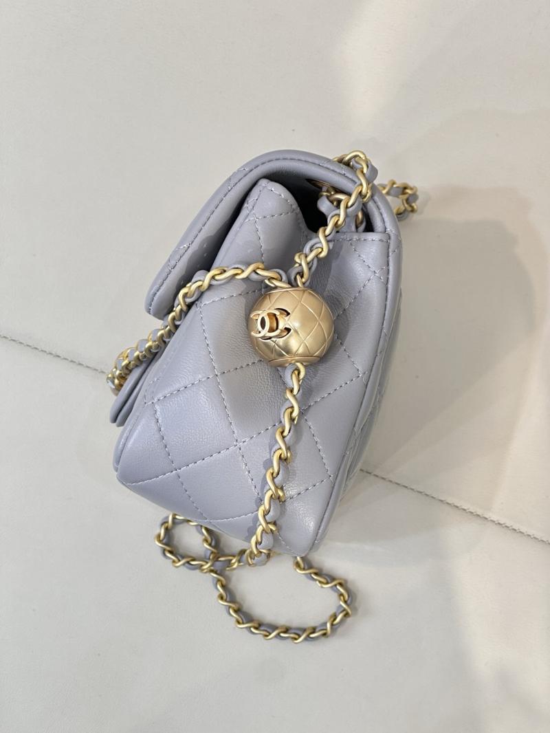 Chanel Mini Lambskin Flap Bag Grey AS1786