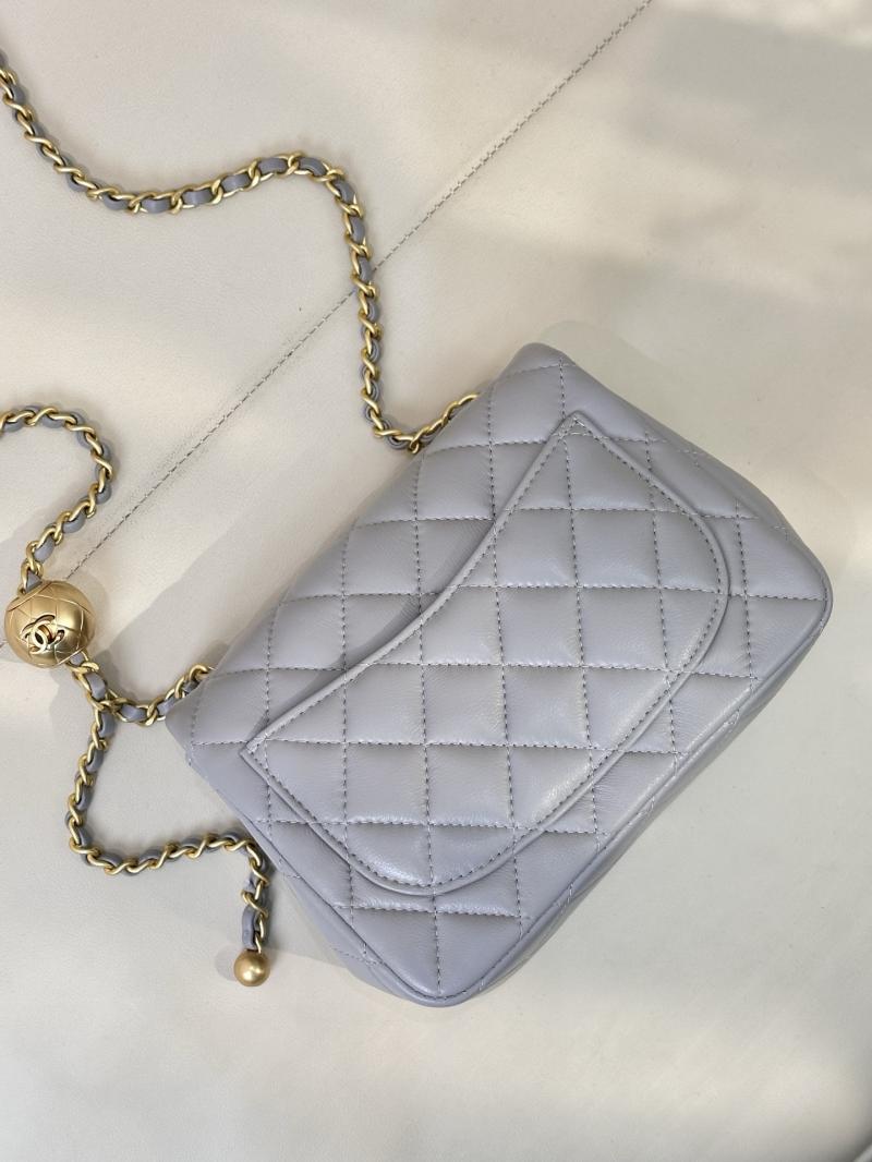 Chanel Mini Lambskin Flap Bag Grey AS1786