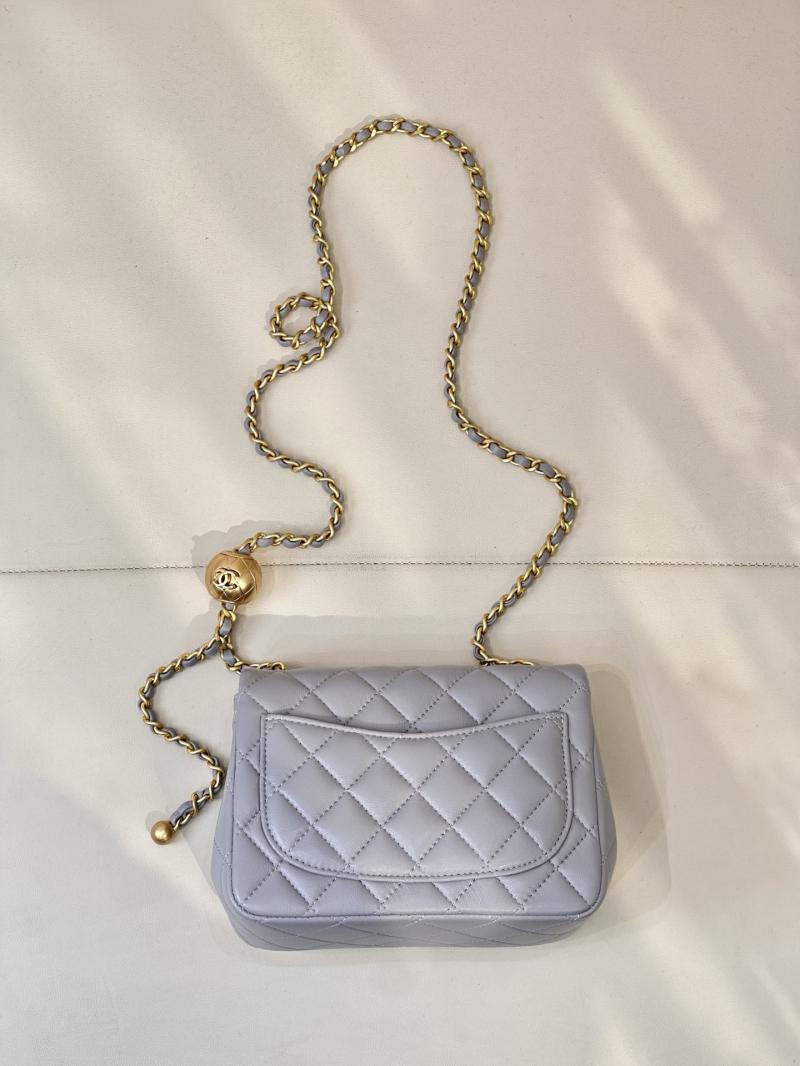Chanel Mini Lambskin Flap Bag Grey AS1786
