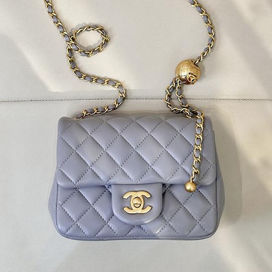 Chanel Mini Lambskin Flap Bag Grey AS1786