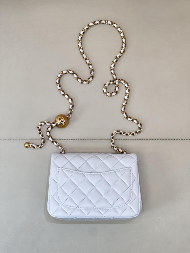 Chanel Mini Lambskin Flap Bag White AS1786