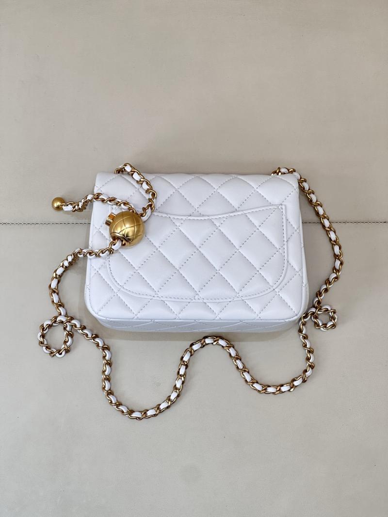 Chanel Mini Lambskin Flap Bag White AS1786
