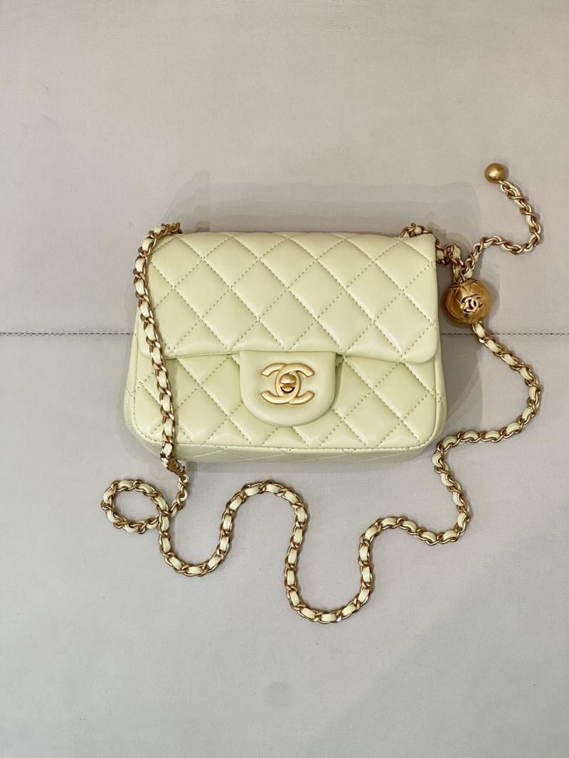 Chanel Mini Lambskin Flap Bag Yellow AS1786