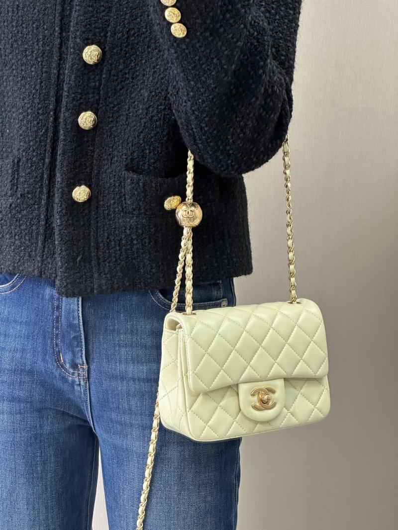 Chanel Mini Lambskin Flap Bag Yellow AS1786