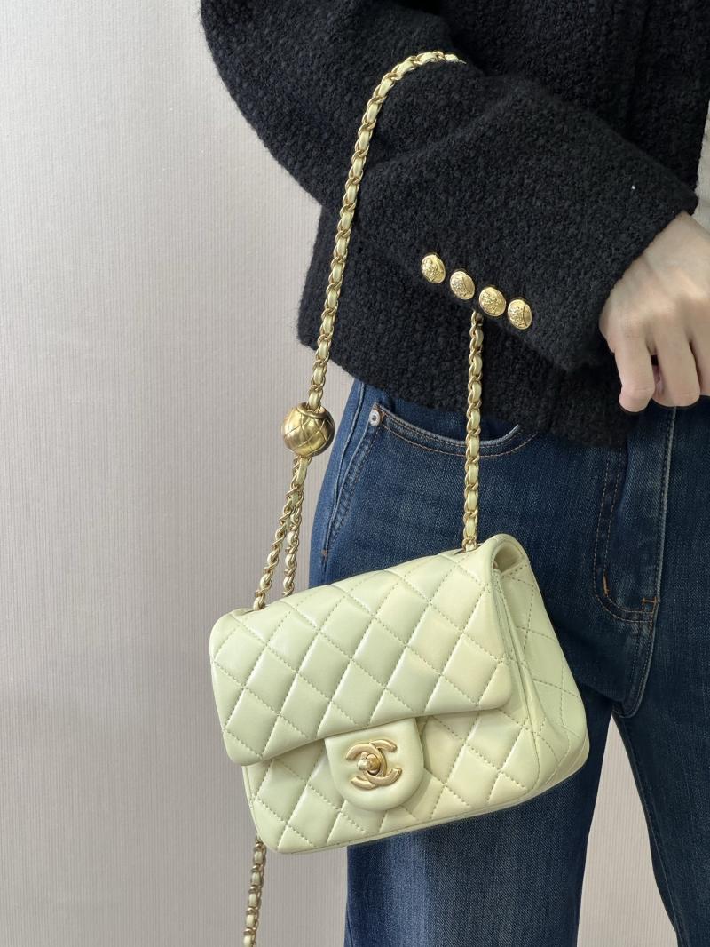 Chanel Mini Lambskin Flap Bag Yellow AS1786