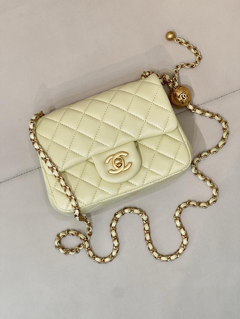 Chanel Mini Lambskin Flap Bag Yellow AS1786