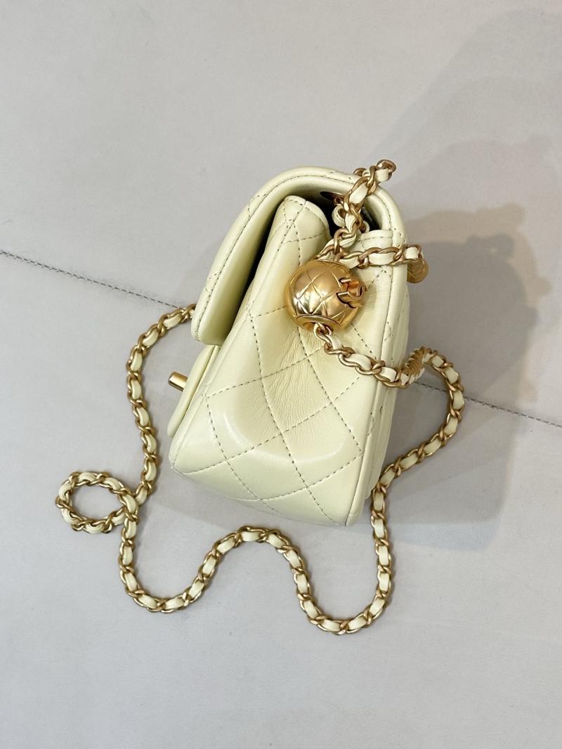 Chanel Mini Lambskin Flap Bag Yellow AS1786