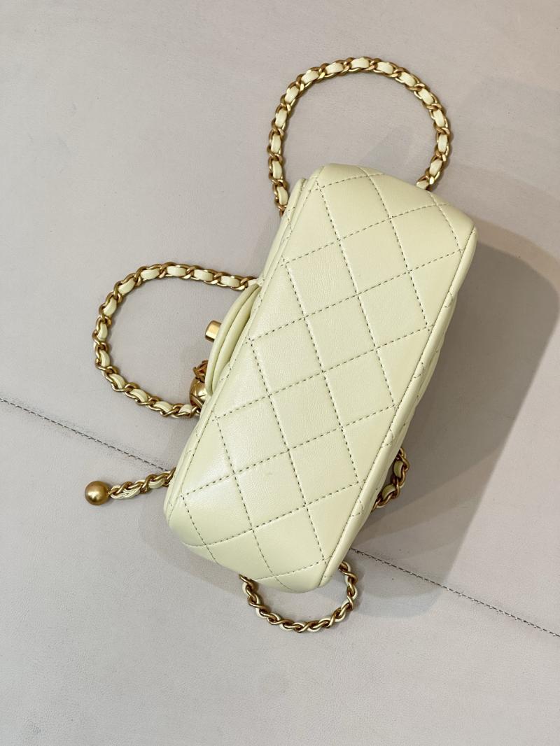 Chanel Mini Lambskin Flap Bag Yellow AS1786