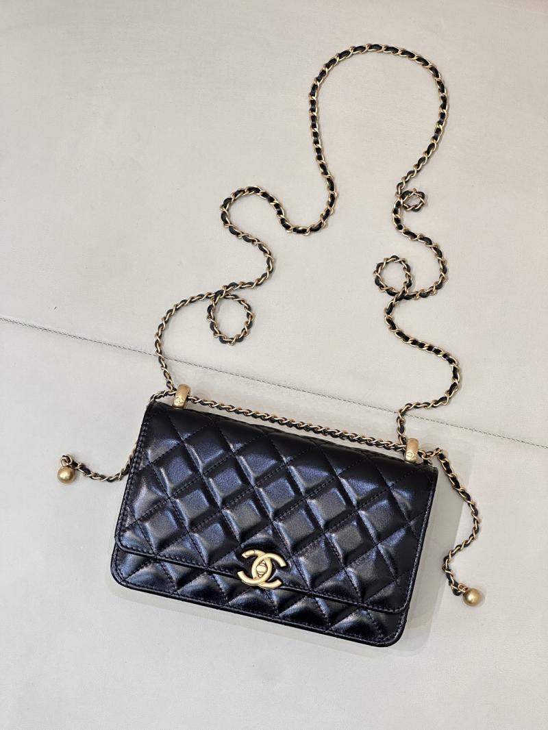 Chanel Shiny Calfskin WOC Purse Black AP2289