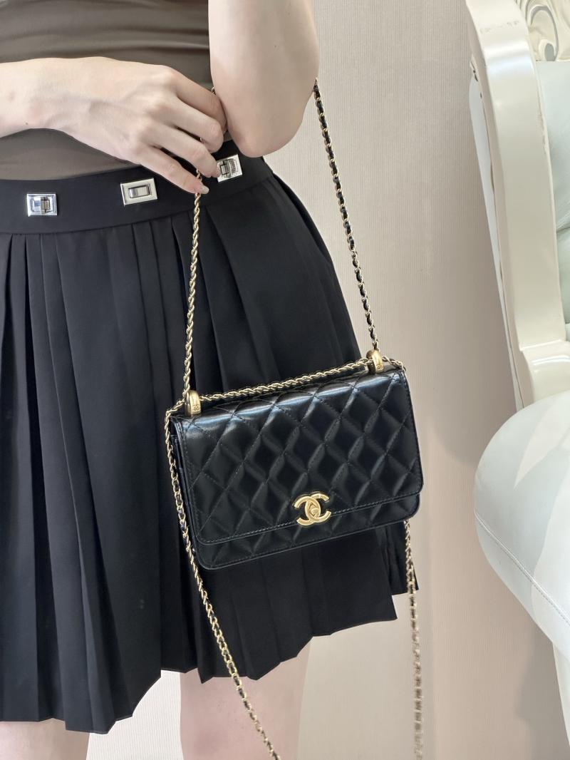 Chanel Shiny Calfskin WOC Purse Black AP2289