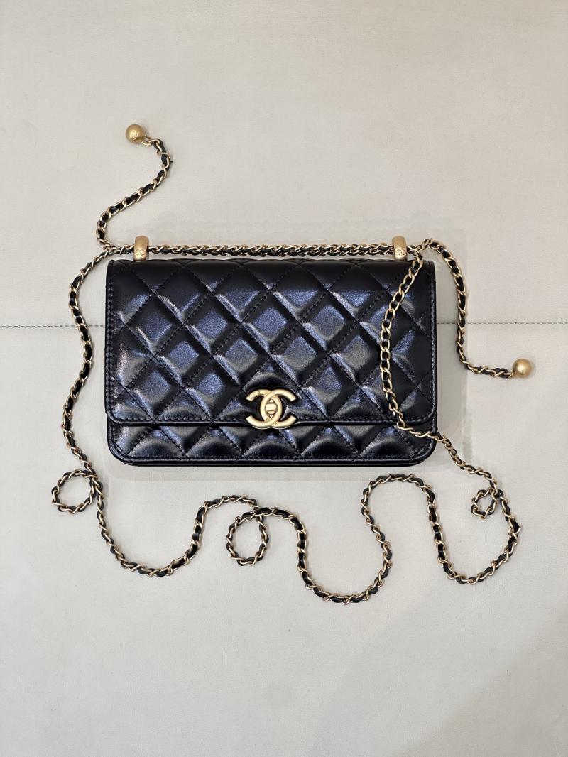 Chanel Shiny Calfskin WOC Purse Black AP2289