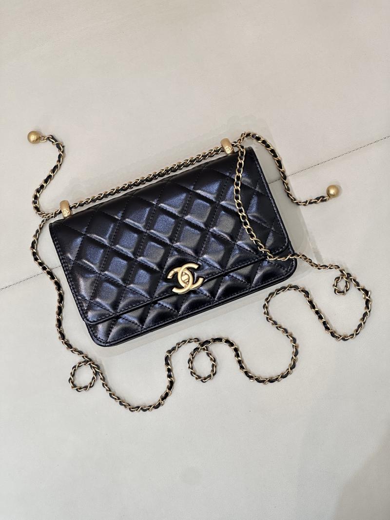 Chanel Shiny Calfskin WOC Purse Black AP2289