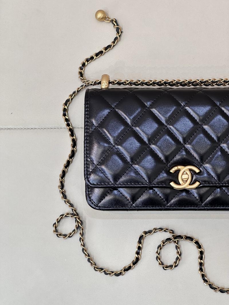 Chanel Shiny Calfskin WOC Purse Black AP2289