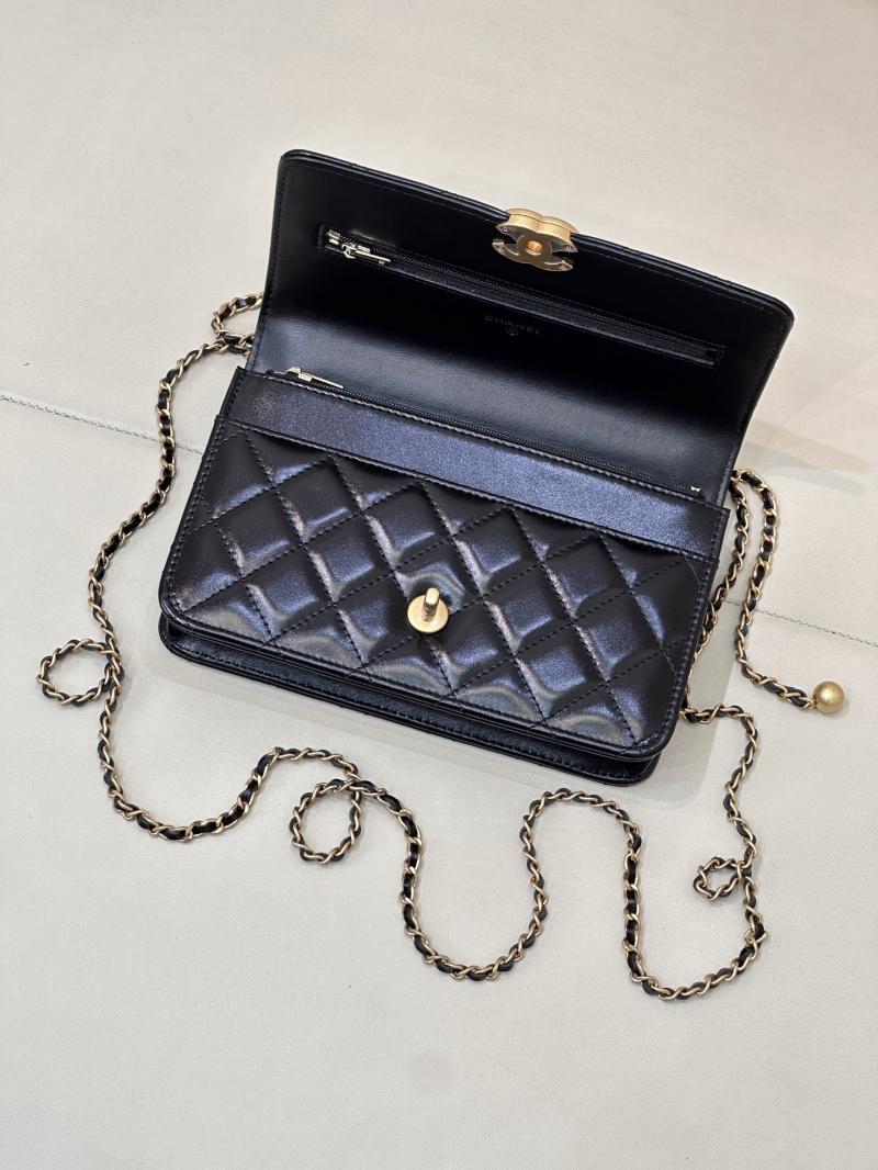 Chanel Shiny Calfskin WOC Purse Black AP2289