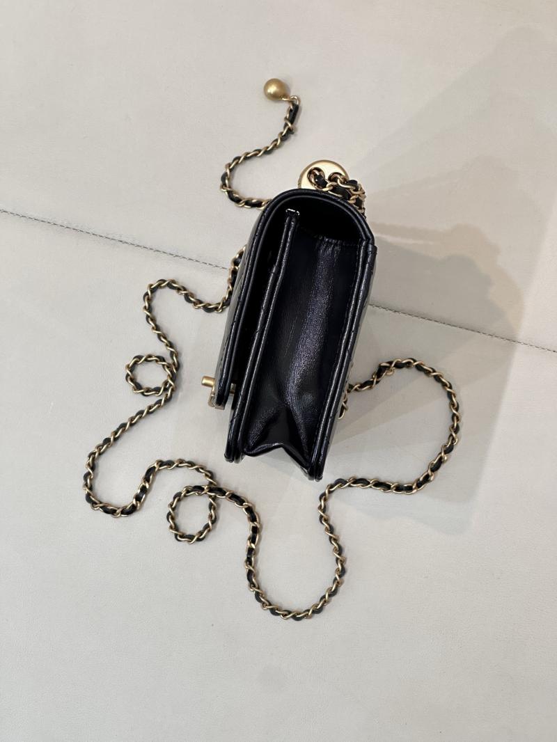 Chanel Shiny Calfskin WOC Purse Black AP2289