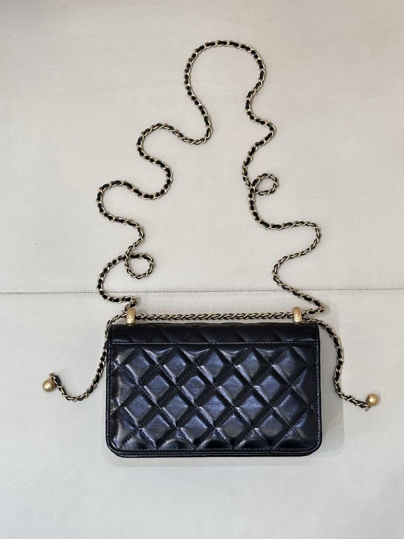Chanel Shiny Calfskin WOC Purse Black AP2289