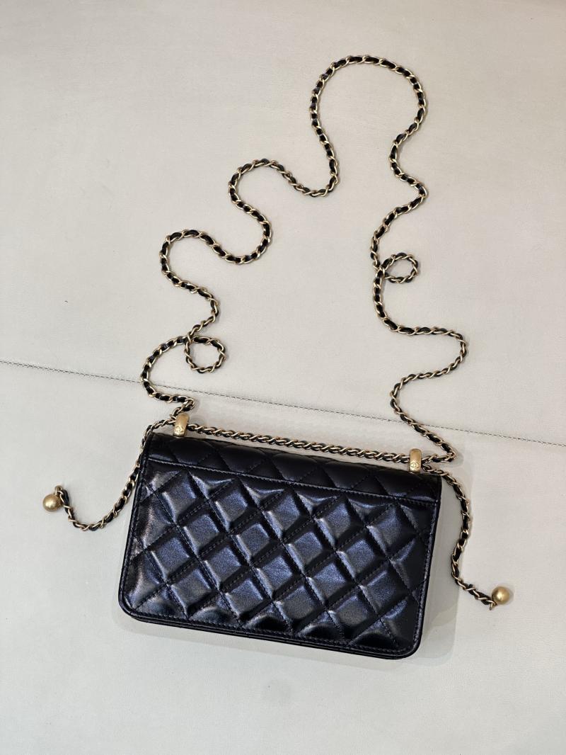 Chanel Shiny Calfskin WOC Purse Black AP2289