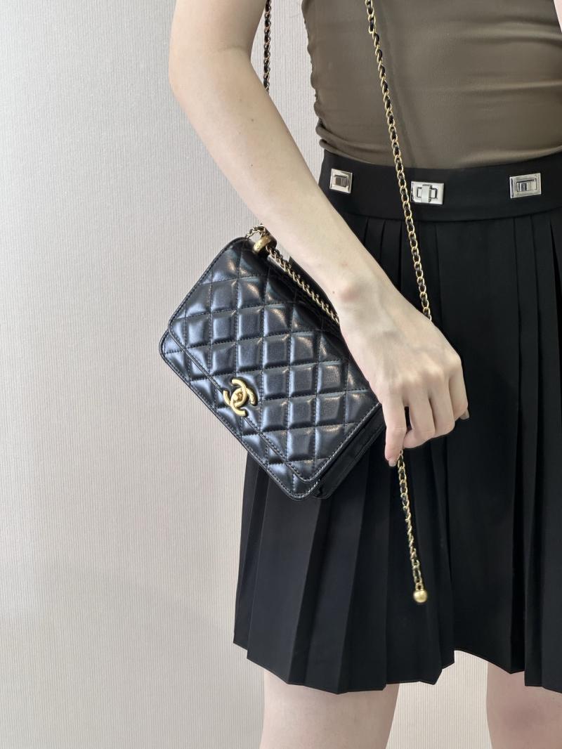 Chanel Shiny Calfskin WOC Purse Black AP2289