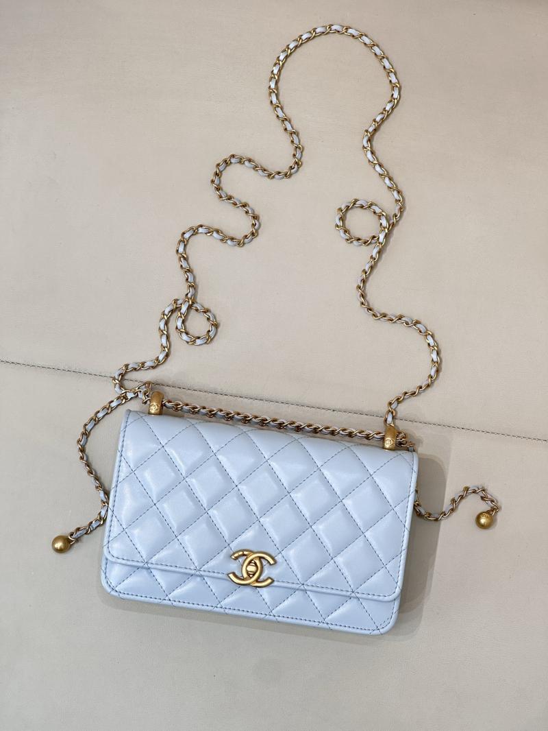 Chanel Shiny Calfskin WOC Purse Blue AP2289