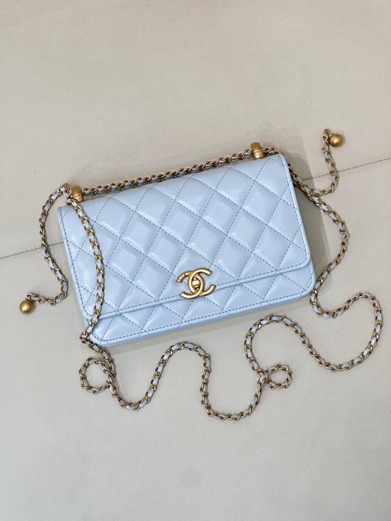 Chanel Shiny Calfskin WOC Purse Blue AP2289