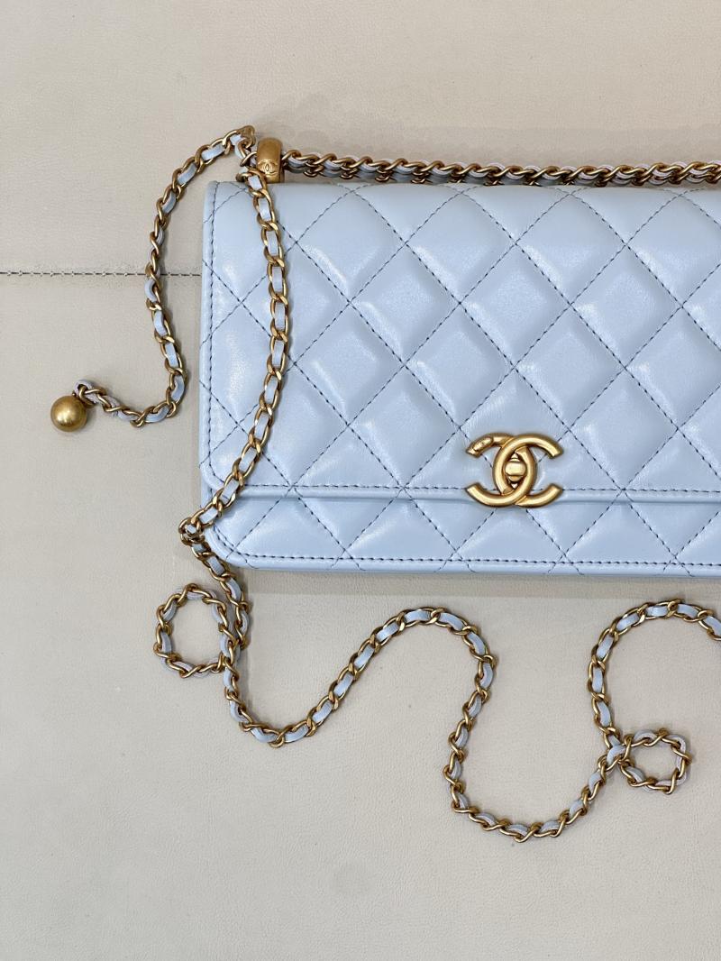 Chanel Shiny Calfskin WOC Purse Blue AP2289